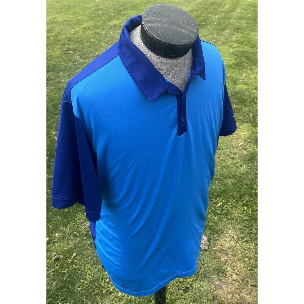 Nike Golf Dri-Fit Mens XXL Blue Colorblock Short Sleeve Polo‎ Shirt